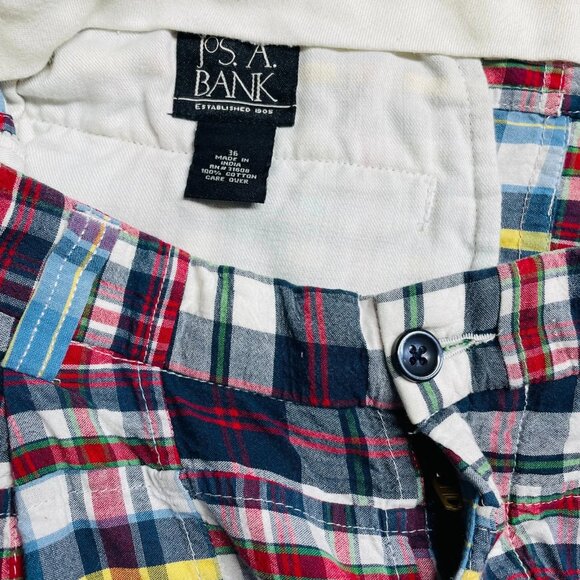Jos. A. Bank Mens Multicolor Patchwork Madras Plaid Preppy Shorts Size 36 - Picture 3 of 9